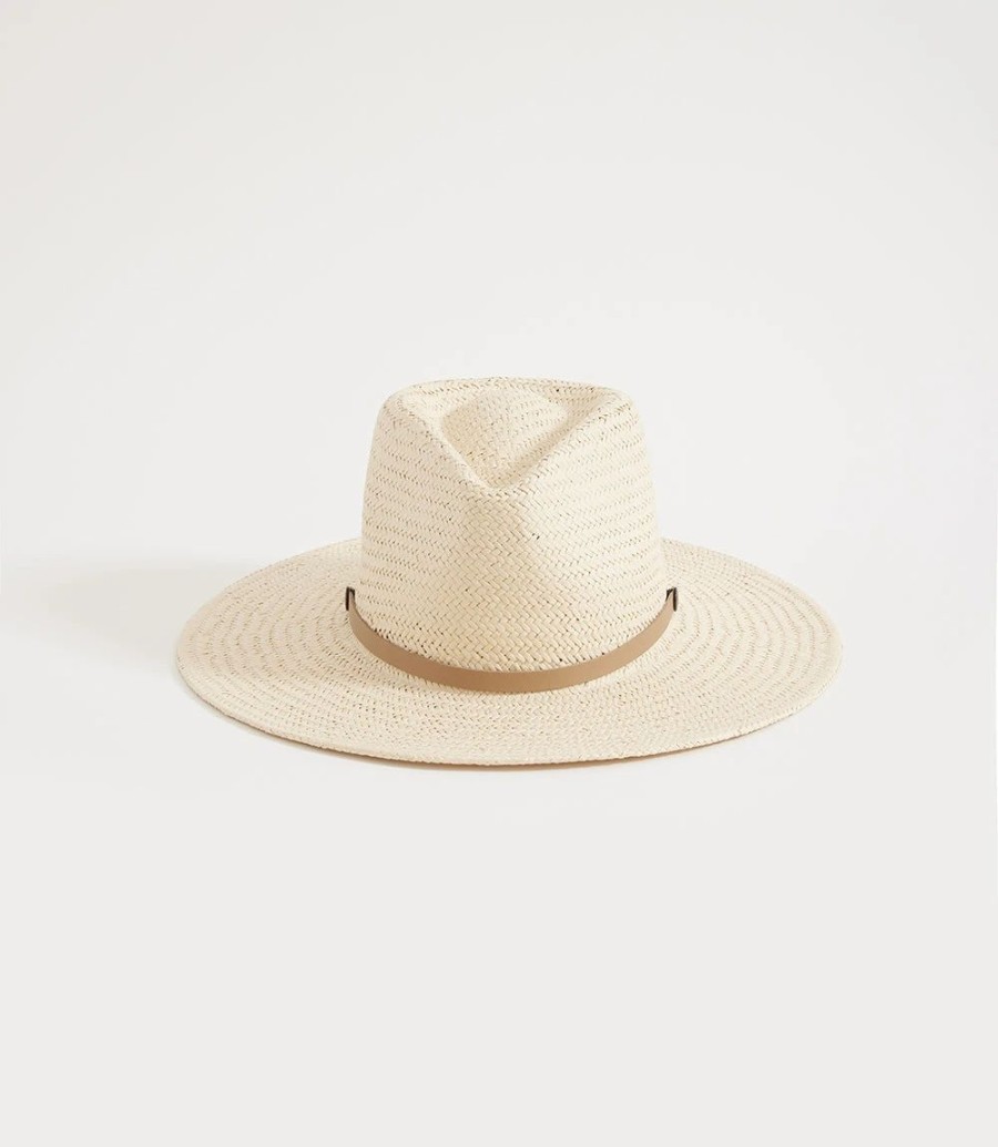 Accessories * | Karen Kane Handwoven Toyo Straw Panama Hat Ivory