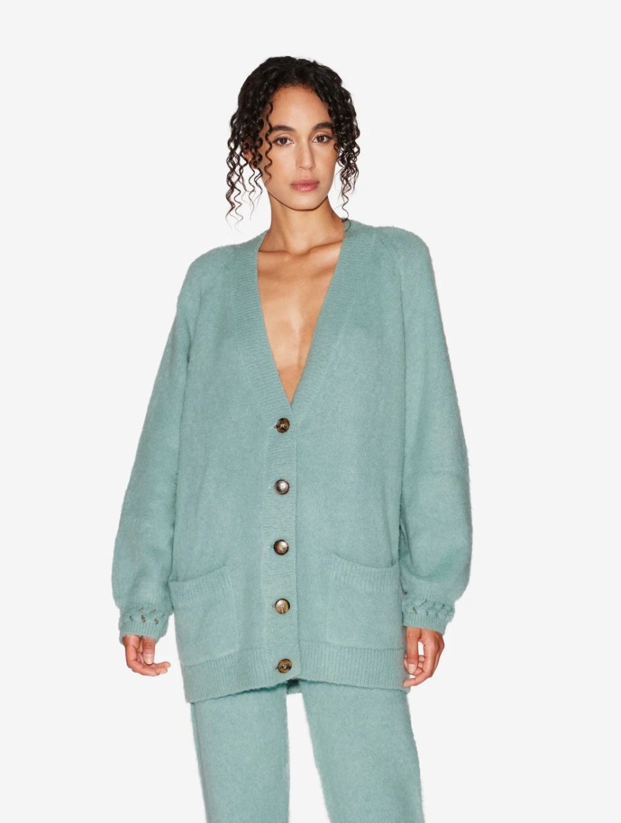 Sleepwear * | Fluffy Cocoon Alpaca Blend Cardigan In Almond Green