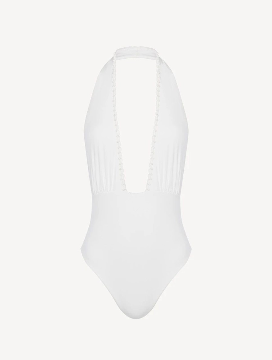 One-Piece Bathing Suits * | Etoile Halter Neck Swimsuit In White