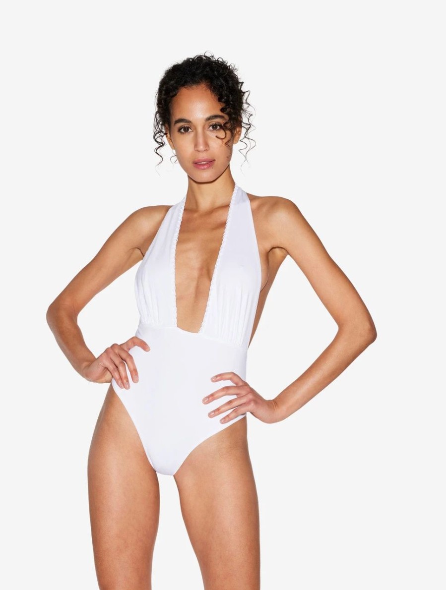 One-Piece Bathing Suits * | Etoile Halter Neck Swimsuit In White