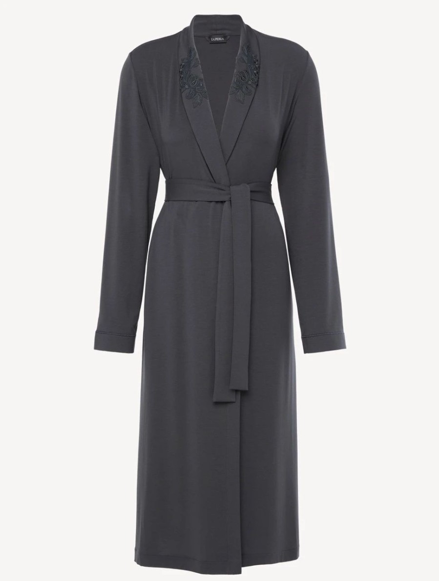 Sleepwear * | Maison@Home Robe In Charcoal Grey