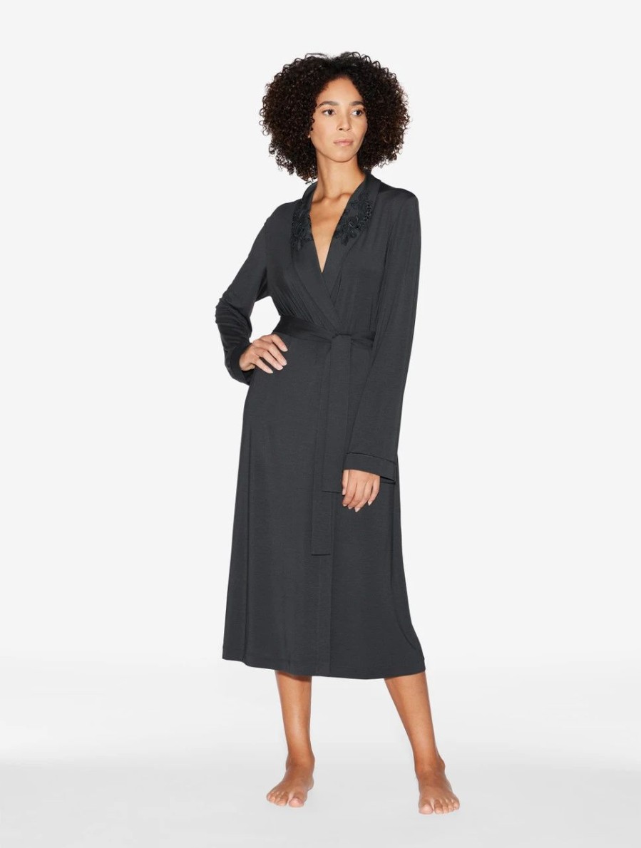 Sleepwear * | Maison@Home Robe In Charcoal Grey