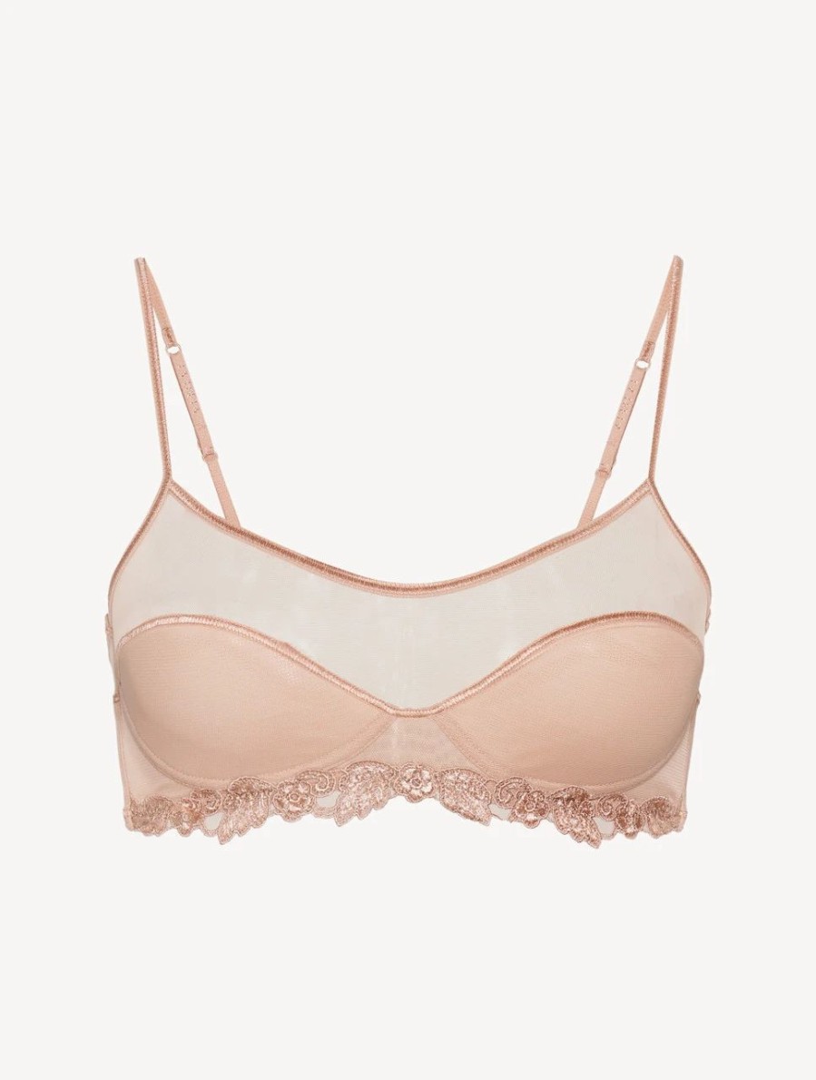 Bras * | Maison Contouring Bralette In Sand Stretch Tulle