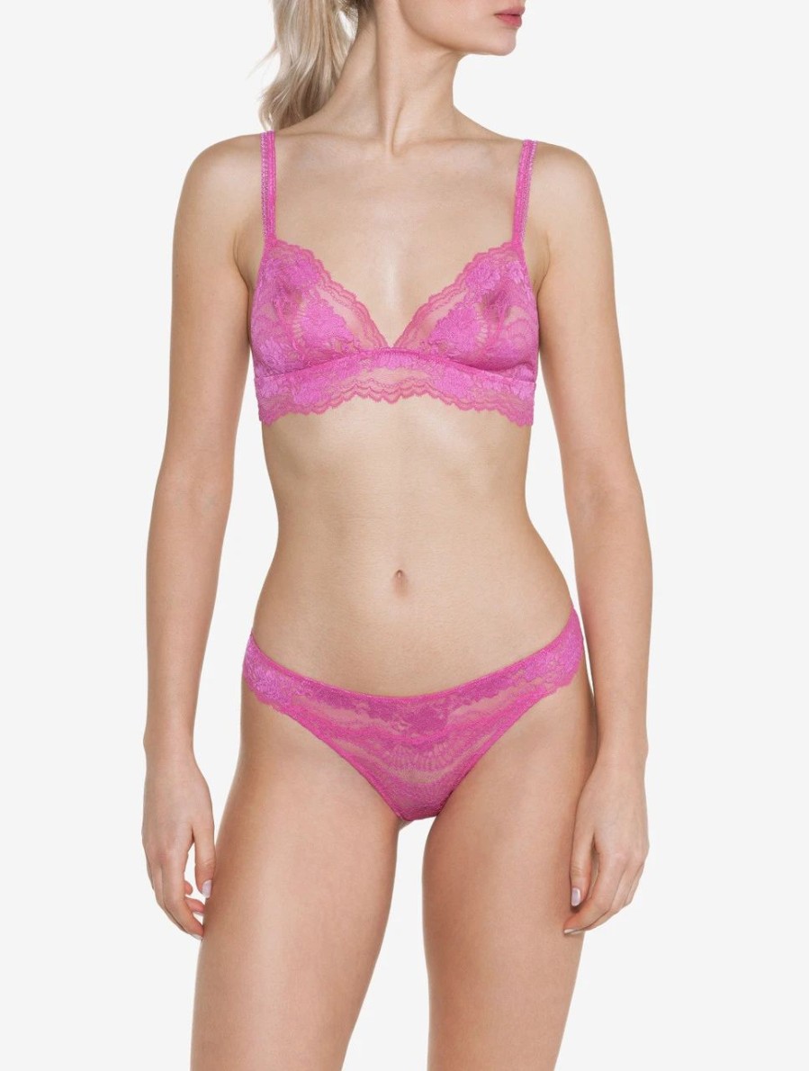 Bras * | L'Unica Donna Leavers Lace Soft Bralette In Bubble Gum Pink